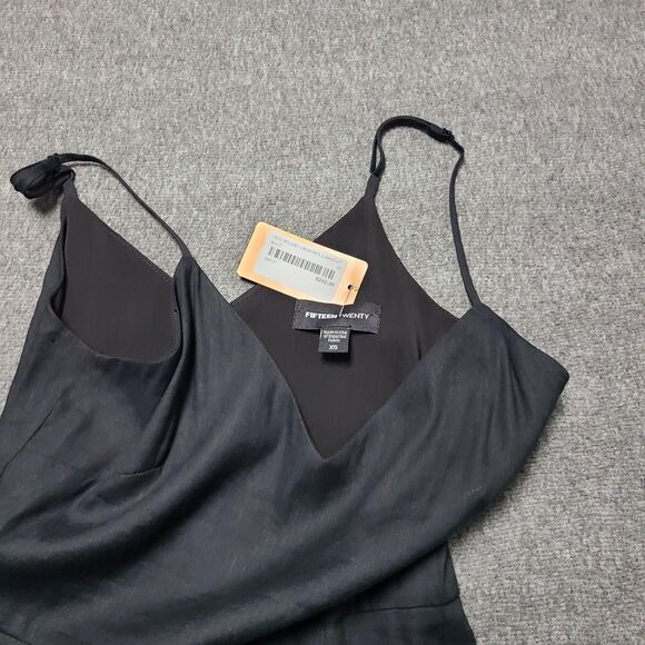 Fifteen Twenty Cropped Jumpsuit Womens XS Black Wide Leg Sleeveless Dressy USA - Picture 6 of 10